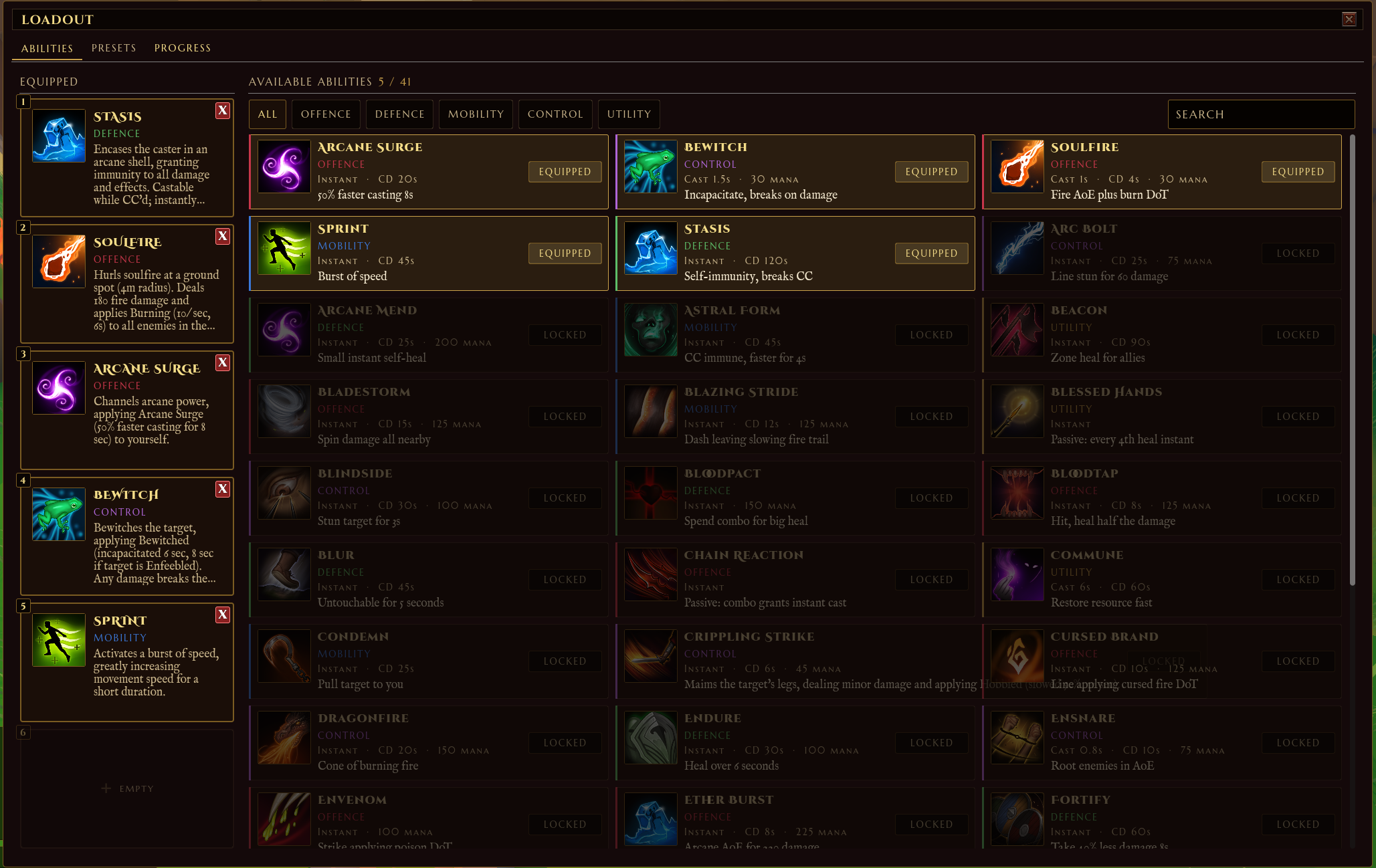 Loadout screen
